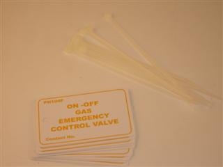 GAS EMERGENCY VALVE VINYL TAGS PACK OF 10
