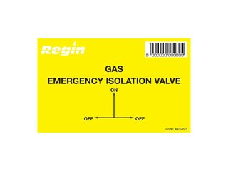 Regin REGP43 Gas Isolation Valve Sticker - Pack of 8