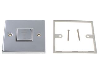 DECO 10A INGOT 3 POLE FAN ISOLATION PLATE SWITCH WHITE POLISHED CHROME