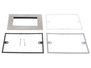 DECO 2 GANG NEW MEDIA UNFURNISHED PLATE - 4 APERTURES - SATIN CHROME