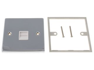 DECO VPCH125WH SINGLE TELEPHONE OUTLET SECONDARY WHT POLISHED CHROME