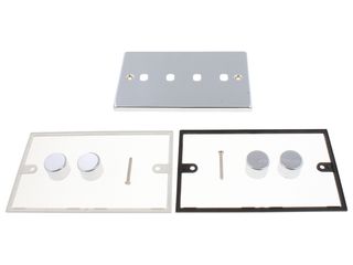 DECO VPCH154PL 2GANG UNFURNISHED DIMMER PLATE & KNOBS 4 APERT CHROME