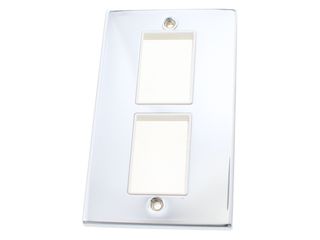 DECO VPCH406WH 2GANG MINIGRID UNFURNISHED PLATE 2X3 APERTURES WHT CHRM
