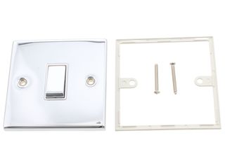 DECO VPCH411WH 10AX INGOT 1GANG 2WAY PLATE SWITCH WHT POLISHED CHROME