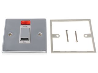 DECO VPCH501WH 45A INGOT 1GANG DOUBLE POLE SWITCH NEON WHT CHROME