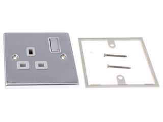 DECO VPCH535WH 13A INGOT 1GANG DOUBLE POLE SWITCHED SOCKET WHT CHROM