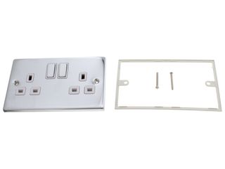 DECO VPCH536WH 13A INGOT 2GANG DOUBLE POLE SWITCHD SOCKET WHITE CHROME