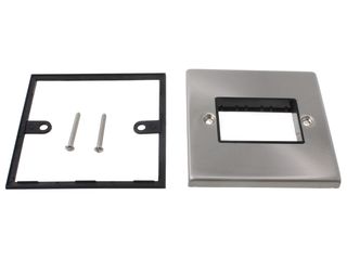 DECO VPSC403BK 1GANG MINIGRID UNFURN PLATE 3APERTURES BLK SATIN CHROME