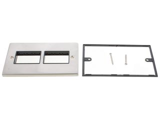 DECO VPSC406BK 2GANG MINIGRID UNFURN PLATE 2X3APERTURES BLK SATIN CHRM