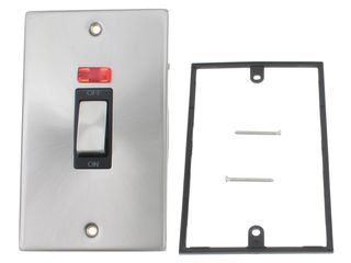 DECO VPSC503BK 45A INGOT 2GANG DOUBLE POLE SWITCH NEON BLK SATIN CHROM