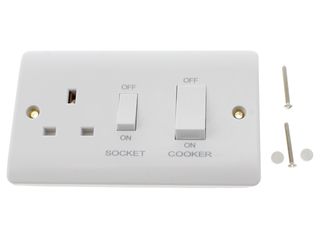 MODE CMA504 45A 2GANG DP SWITCH WITH 13A DP SWITCHD SOCKET WHT ROCKERS