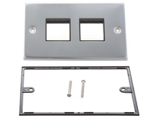 DECO VPCH404BK 2GANG MINIGRID UNFURNISHED PLATE 2X2 APERTURES BLK