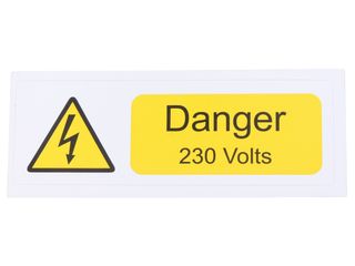 INDUSTRIAL SIGNS IS2110SA SELF ADHESIVE VINYL - DANGER 230 VOLTS SIGN