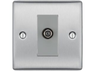 BG NBS64-01 BRUSHED STEEL - SATELLITE SOCKET, 1 GANG