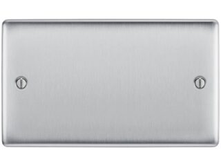 BG NBS95-01 BRUSHED STEEL 2 GANG BLANK PLATE
