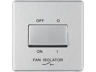 BG BRUSHED STEEL 10AX PLATE SWITCH FAN CREWLESS FLATPLATE