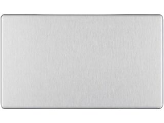 BG BRUSHED STEEL 2 GANG BLANK PLATE - SCREWLESS FLATPLATE