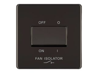 BG FBN15-01 Screwless Flat Plate 10AX Fan Isolator Switch 3-Pole - Black Nickel