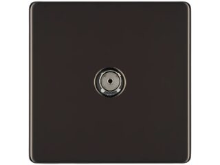 BG FBN60-01 1 GANG COAXIAL SOCKET SCREWLESS FLATPLATE BLACK NICKEL
