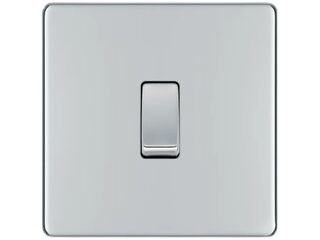 BG FPC12-01 10AX 1GANG 2WAY PLATE SWITCH SCREWLES FLATPLAT POLISH CHRM