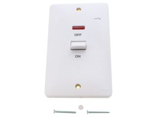 HAGER WMDP50VN 50A DOUBLE POLE SWITCH 2 GANG VERTICAL WITH LED