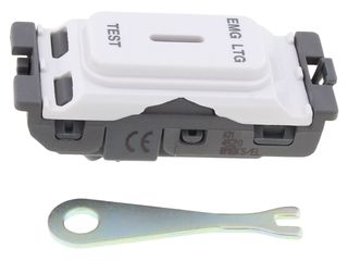 HAGER WMGKS/EL 20A DOUBLE POLE KEY SWITCH MARKED 'EM LTG TEST'