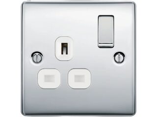 BG NPC21W-01 SINGLE SWITCHED 13A POWER SOCKET POLISHED CHROME