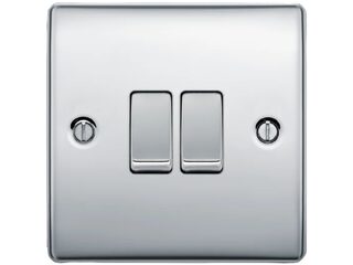 BG NPC42-01 DOUBLE SWITCH 10AX 2 WAY POLISHED CHROME