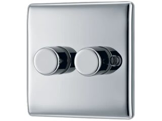 BG NPC82P-01 400W DOUBLE DIMMER SWI 2-WAY PUSH POLISHED CHROME