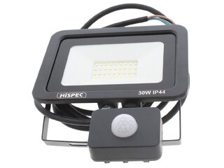 HISPEC HSSLF030/PIR 30W SLIMLINE BLACK FLOODLIGHT C/W PIR