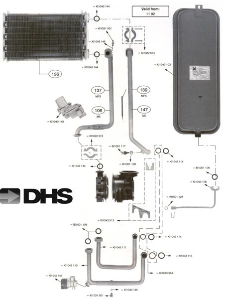 Exploded Diagram for WATER ASSY VALID FROM 11/1992