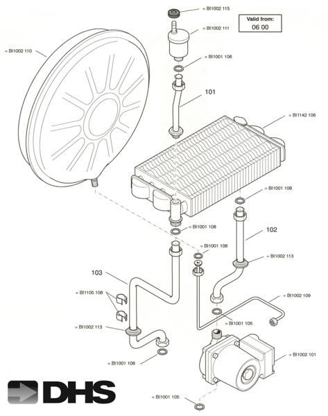 Exploded Diagram for WATER ASSY VALID FROM 06 2000