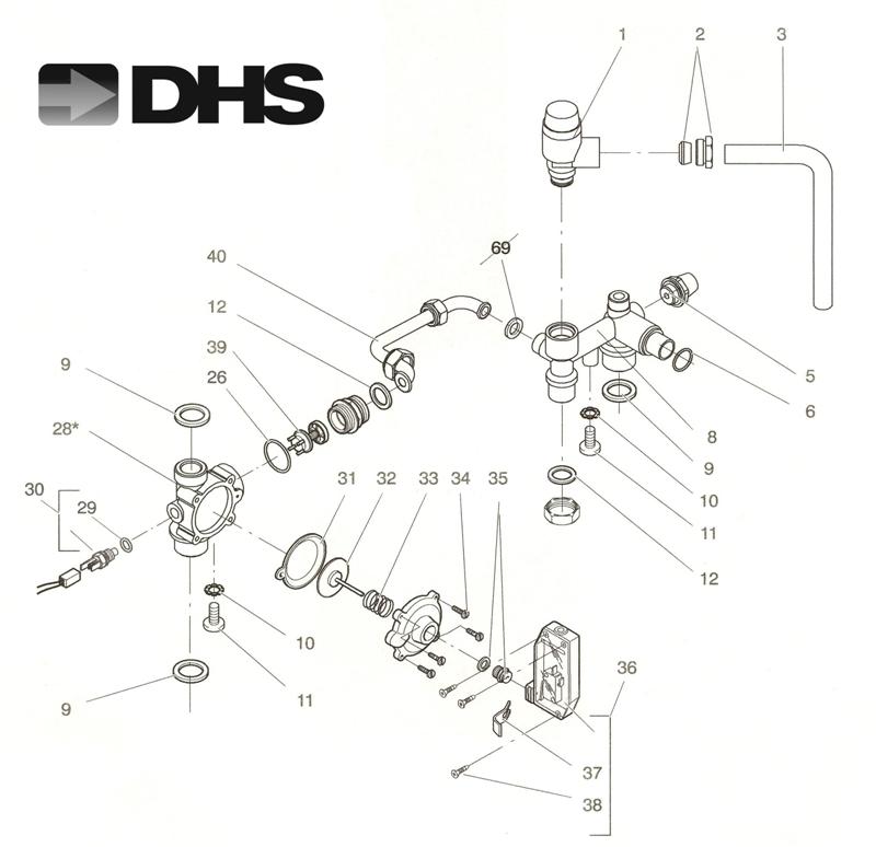 Exploded Diagram for C H FLOW & RETURN ASSYS