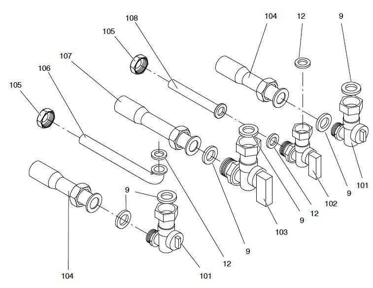 Exploded Diagram for VALVES CONNECTION PIPES