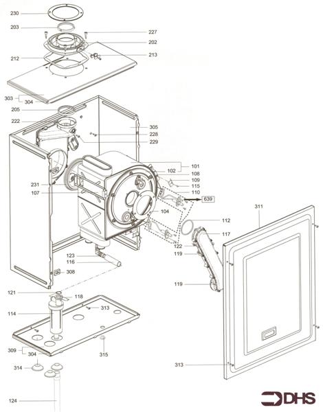 Exploded Diagram for BURNER & FAN ASSY - SEALED CAS