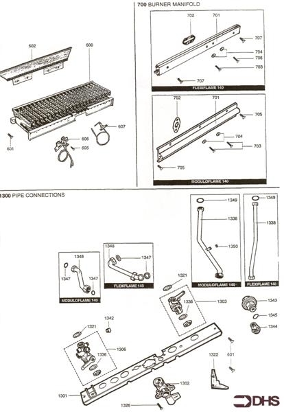 Exploded Diagram for BURNER HEAD - MANIFOLD - PIPE