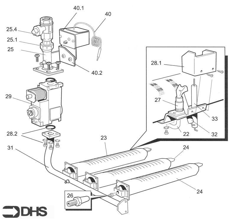 Exploded Diagram for GAS LINE 40/H-80/H & 40P/H-80P