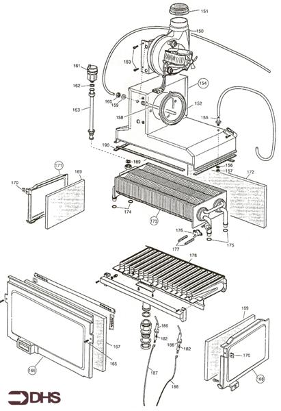 Exploded Diagram for FLUEHOOD, HEAT EXCH. . BURNER