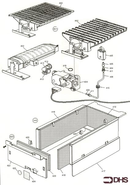 Exploded Diagram for BURNER/ COMB. & GAS ASSY