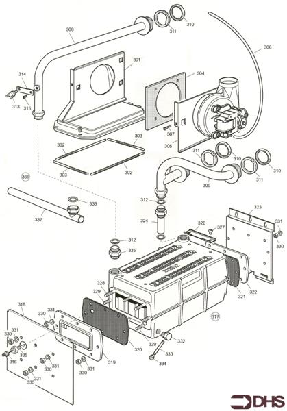 Exploded Diagram for HEAT EXCH. & FLUEHOOD ASSY