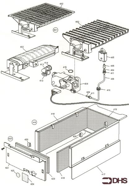 Exploded Diagram for BURNER, COMB CHAMBER AND GAS A
