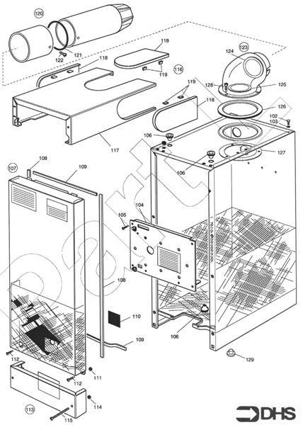 Exploded Diagram for CASING AND FLUE ASSY