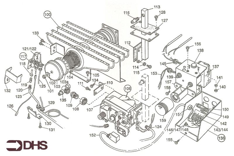 Exploded Diagram for GAS AND BOILER CONTROL ASSY
