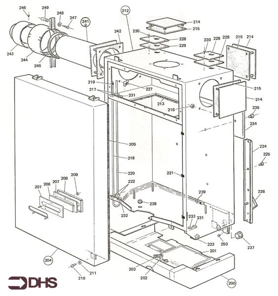 Exploded Diagram for CASING AND FLUE ASSY