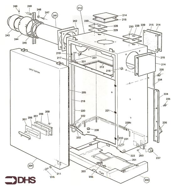Exploded Diagram for CASING AND FLUE ASSY