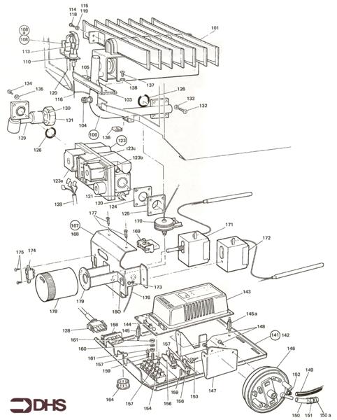 Exploded Diagram for GAS AND BOILER CONTROL ASSY
