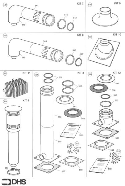Exploded Diagram for FLUE KITS 2