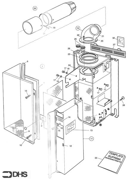 Exploded Diagram for OUTER CASE FLUE ASSY