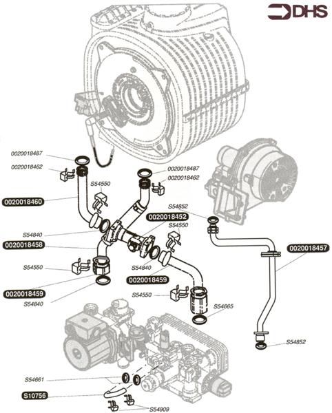 Exploded Diagram for PIPES AND HEATING FLOW SENSOR
