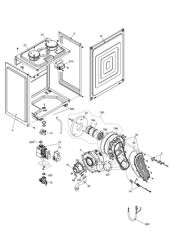 Exploded Diagram for BURNER COMPONENTS/AIRBOX